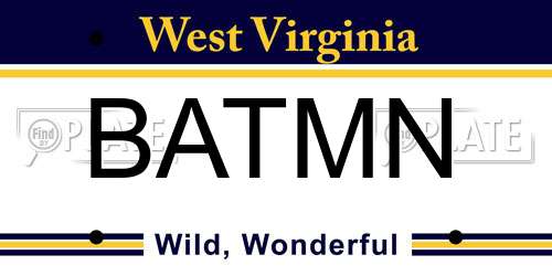 BATMN West Virginia License Plate