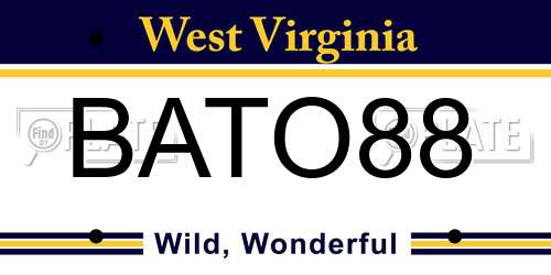 BATO88 West Virginia License Plate