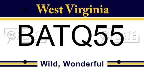 BATQ55 West Virginia License Plate