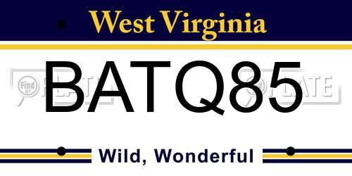 BATQ85 West Virginia License Plate