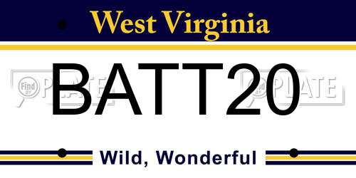 BATT20 West Virginia License Plate
