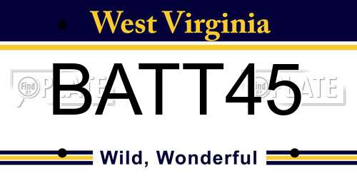BATT45 West Virginia License Plate