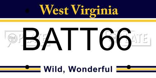 BATT66 West Virginia License Plate