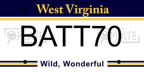 BATT70 West Virginia License Plate