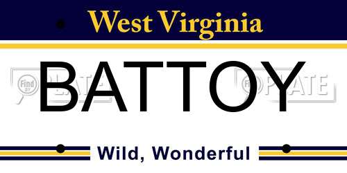 BATTOY West Virginia License Plate