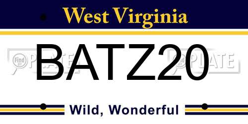 BATZ20 West Virginia License Plate