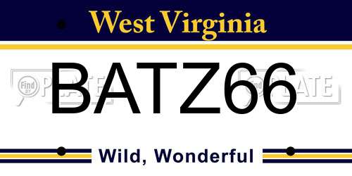 BATZ66 West Virginia License Plate