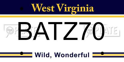 BATZ70 West Virginia License Plate