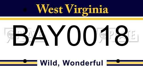 BAY0018 West Virginia License Plate