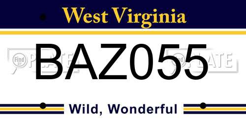 BAZ055 West Virginia License Plate