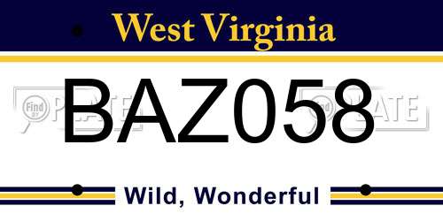 BAZ058 West Virginia License Plate