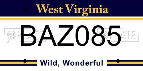 BAZ085 West Virginia License Plate