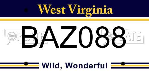 BAZ088 West Virginia License Plate