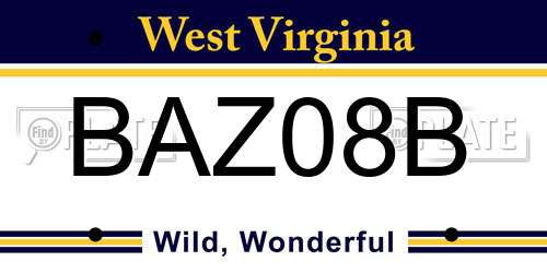 BAZ08B West Virginia License Plate
