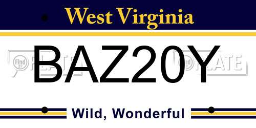 BAZ20Y West Virginia License Plate