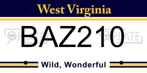 BAZ210 West Virginia License Plate