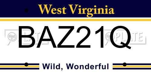BAZ21Q West Virginia License Plate