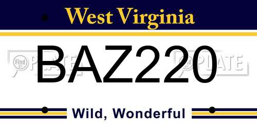 BAZ220 West Virginia License Plate