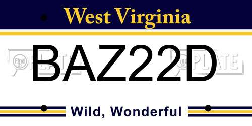 BAZ22D West Virginia License Plate