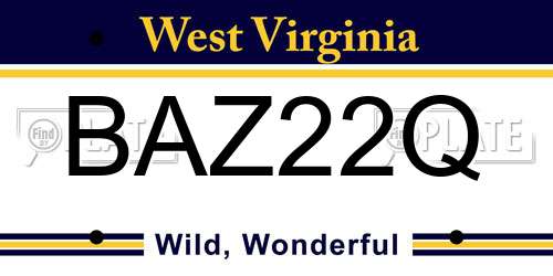 BAZ22Q West Virginia License Plate