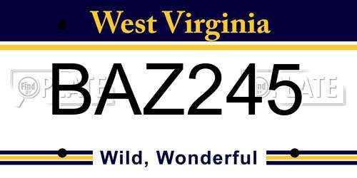 BAZ245 West Virginia License Plate