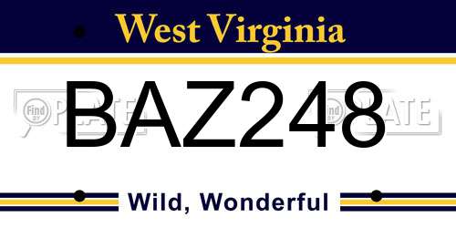 BAZ248 West Virginia License Plate