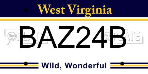 BAZ24B West Virginia License Plate