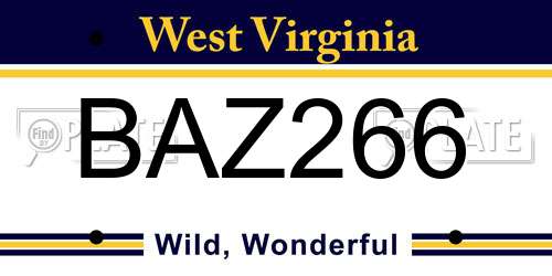 BAZ266 West Virginia License Plate
