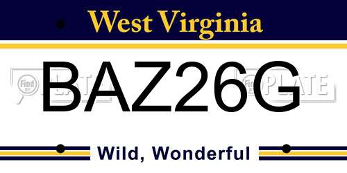BAZ26G West Virginia License Plate