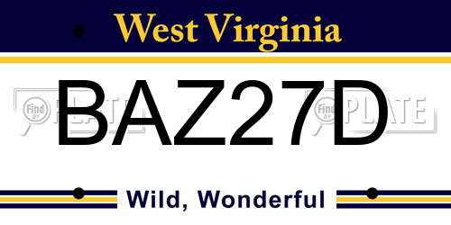 BAZ27D West Virginia License Plate