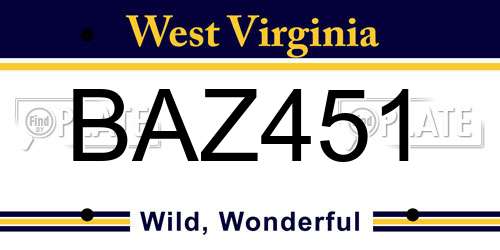 BAZ451 West Virginia License Plate