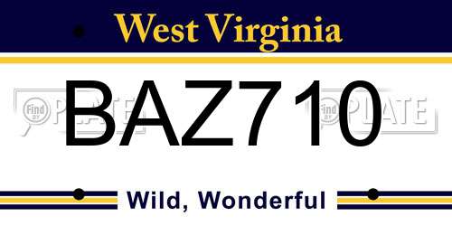 BAZ710 West Virginia License Plate