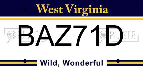 BAZ71D West Virginia License Plate