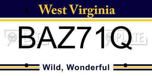 BAZ71Q West Virginia License Plate