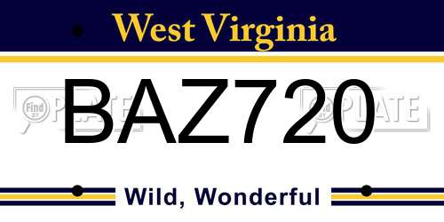 BAZ720 West Virginia License Plate