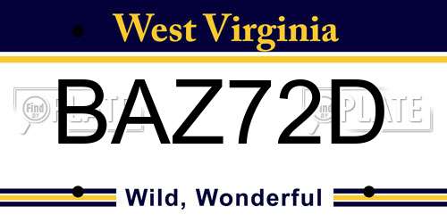 BAZ72D West Virginia License Plate