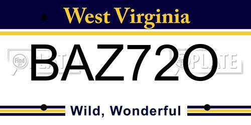 BAZ72O West Virginia License Plate