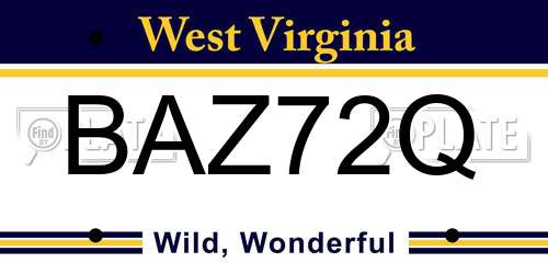 BAZ72Q West Virginia License Plate