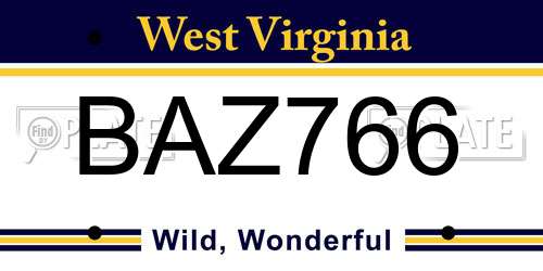 BAZ766 West Virginia License Plate