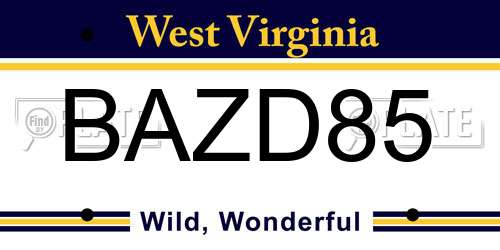 BAZD85 West Virginia License Plate