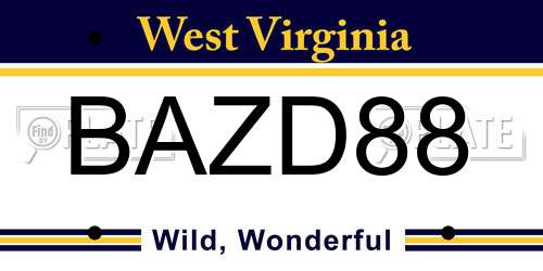 BAZD88 West Virginia License Plate