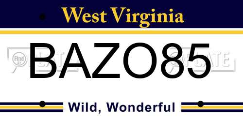 BAZO85 West Virginia License Plate