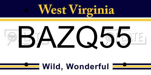 BAZQ55 West Virginia License Plate