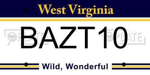 BAZT10 West Virginia License Plate