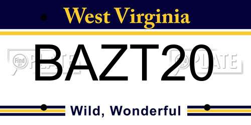 BAZT20 West Virginia License Plate