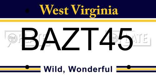 BAZT45 West Virginia License Plate