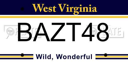 BAZT48 West Virginia License Plate