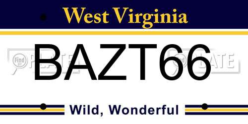 BAZT66 West Virginia License Plate