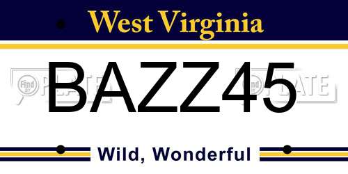 BAZZ45 West Virginia License Plate