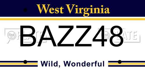 BAZZ48 West Virginia License Plate
